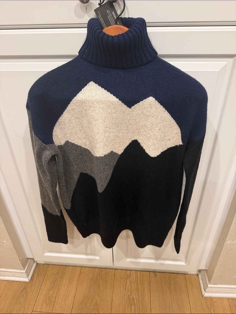 Alp N Rock Navy, Black & Cream Mountain-Pattern Turtleneck Sweater
